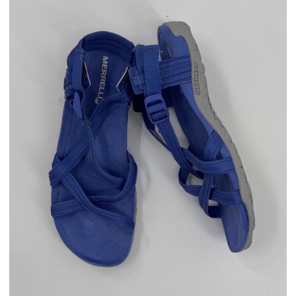 Merrell Terran Ari Lattice Baja Blue Strappy Sandals Size 9 Adjustable Strap Lig - Picture 1 of 8